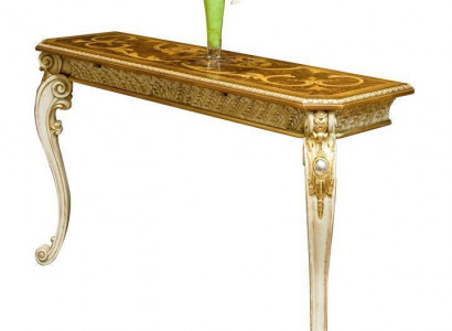 Console table, country house style, classic telephone tables, gold appearance with carved legs